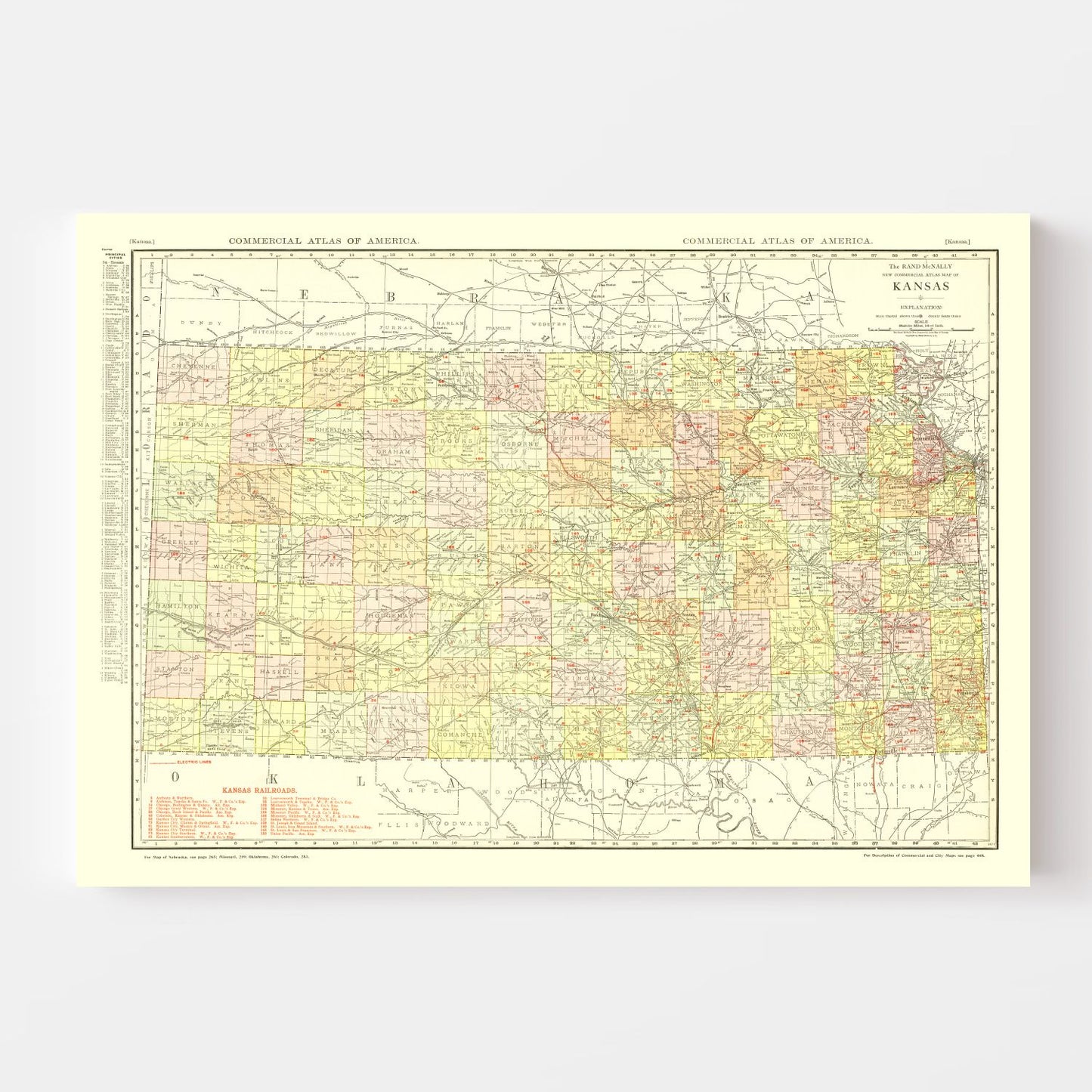 Vintage Map of Kansas 1917