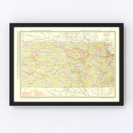 Vintage Map of Kansas 1917