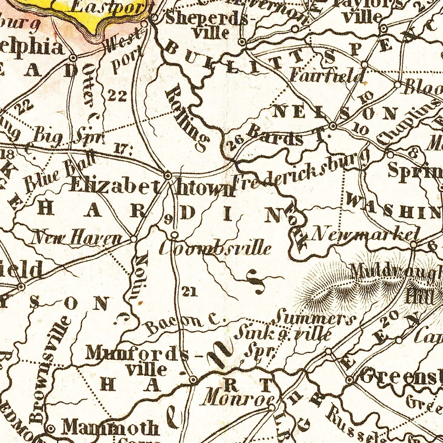 Vintage Map of Kentucky 1845