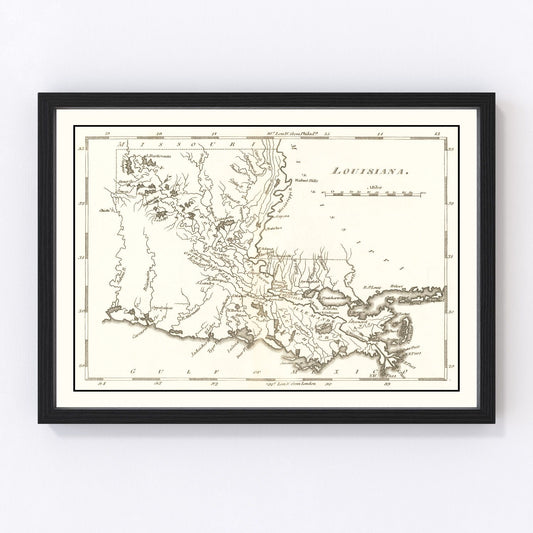 Vintage Map of Louisiana 1814