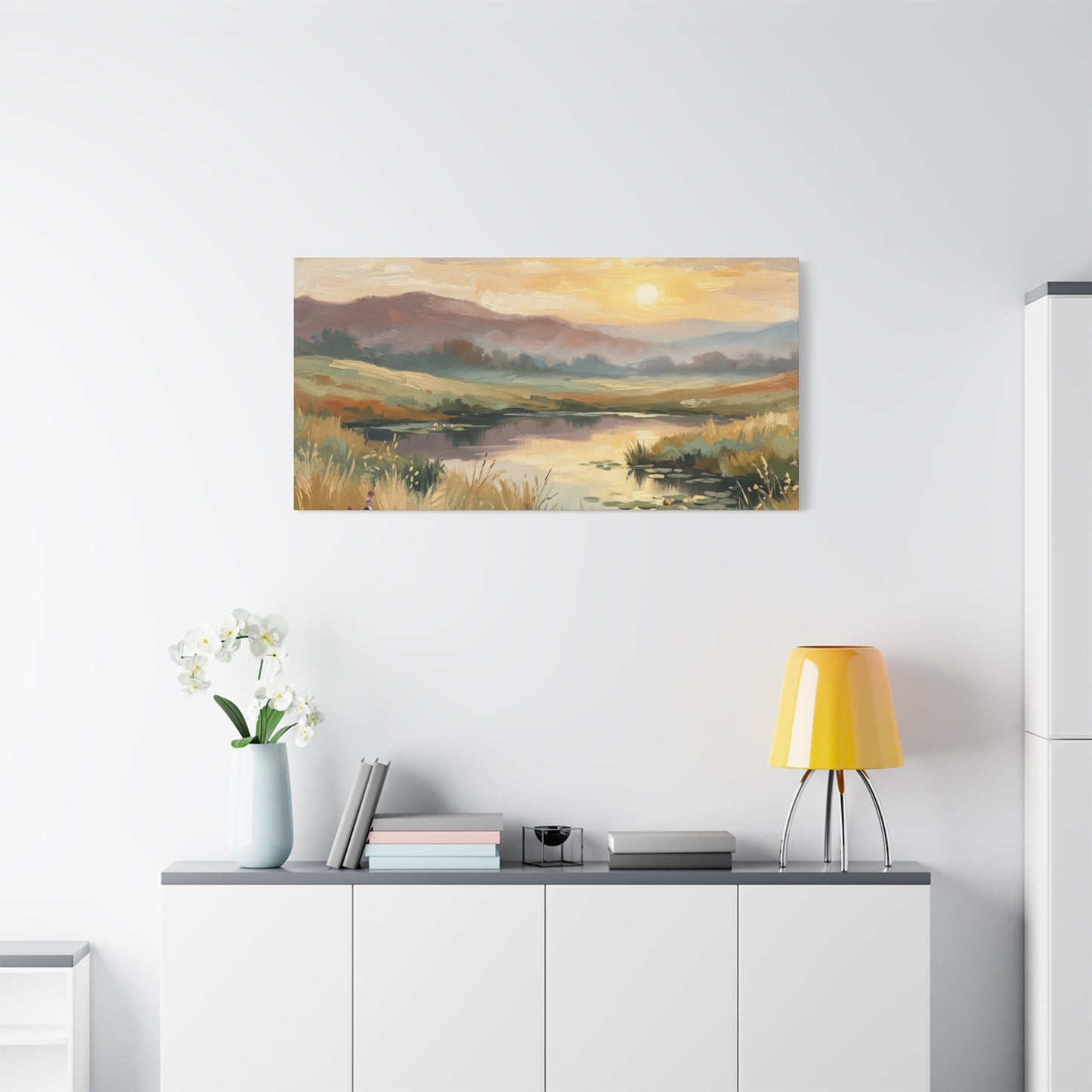 Sunset Meadow Canvas Wall Art — Stretched Matte Landscape Print