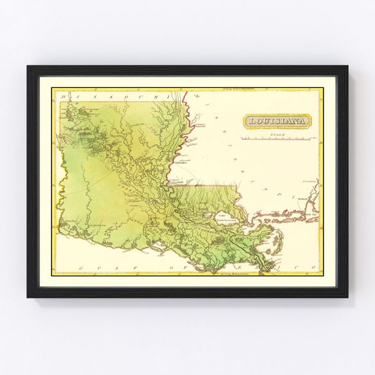 Vintage Map of Louisiana 1816