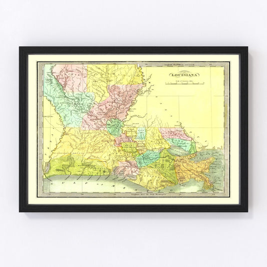 Vintage Map of Louisiana 1836