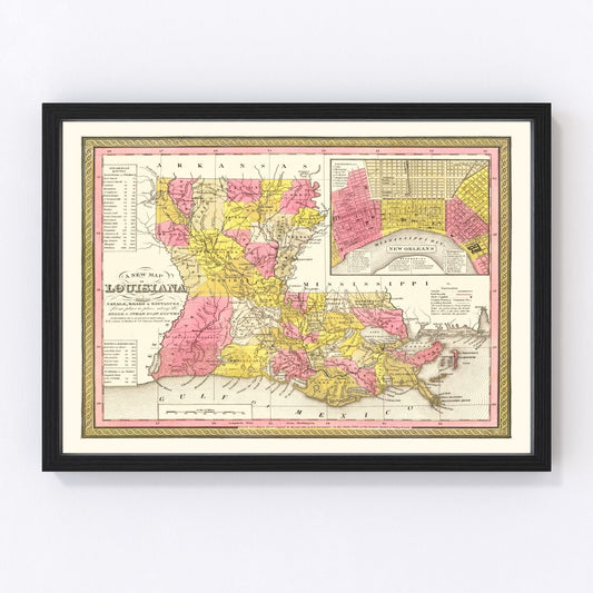 Vintage Map of Louisiana 1847