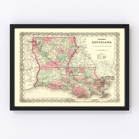 Vintage Map of Louisiana 1871