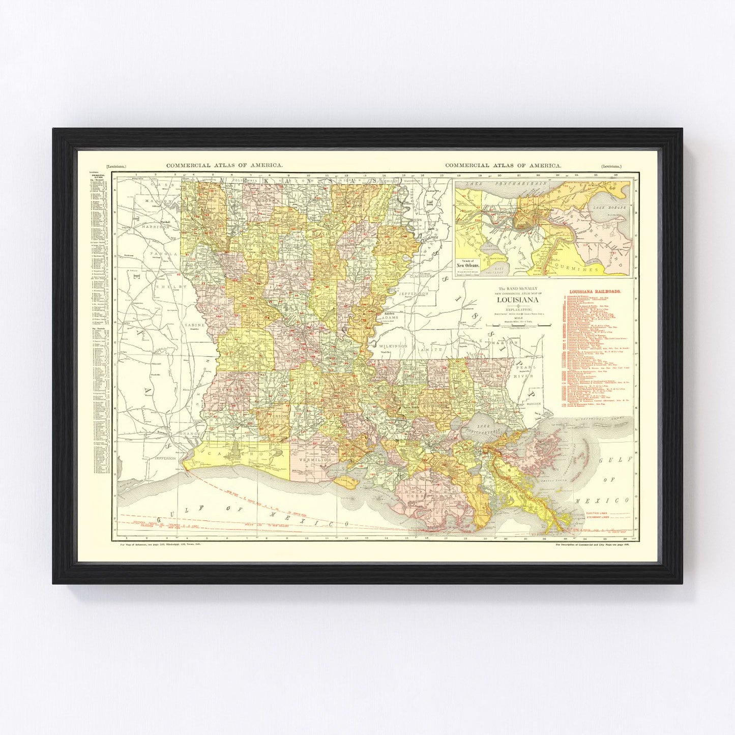 Vintage Map of Louisiana 1917