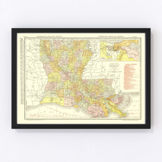 Vintage Map of Louisiana 1917
