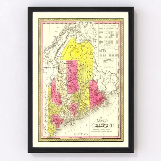 Vintage Map of Maine 1847