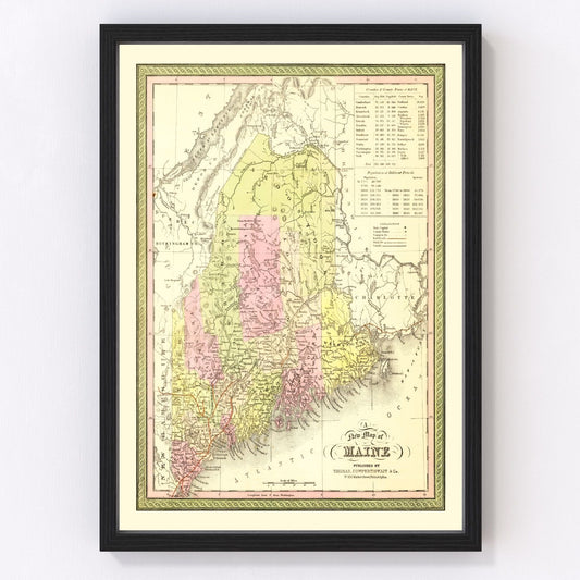 Vintage Map of Maine 1855