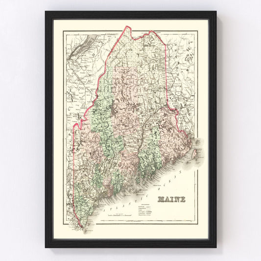 Vintage Map of Maine 1875