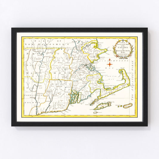 Vintage Map of Massachusetts 1780