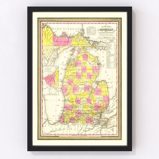 Vintage Map of Michigan 1847