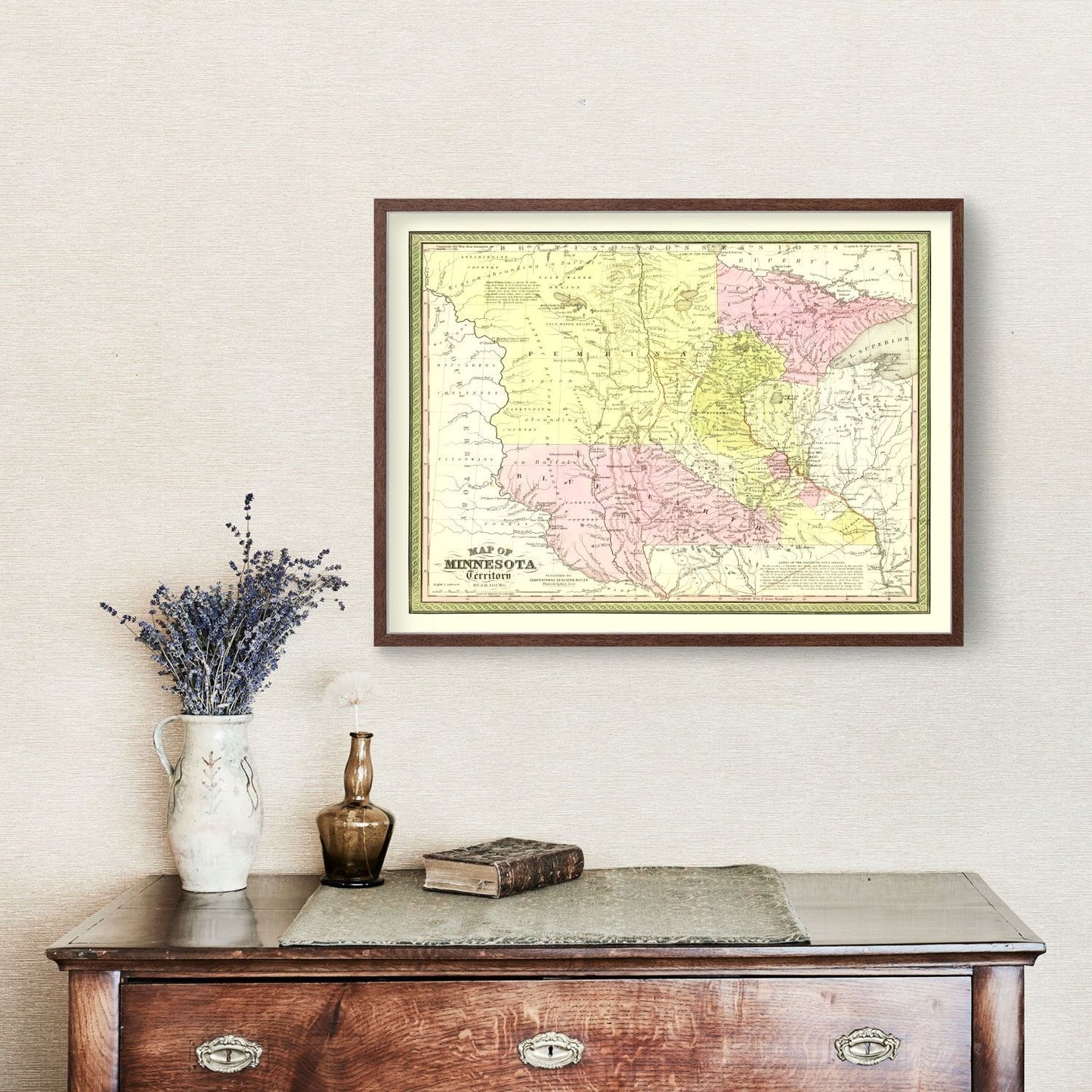 Vintage Map of Minnesota 1855