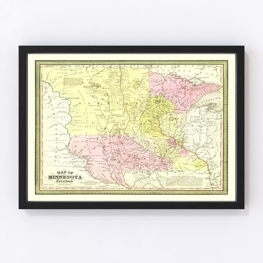 Vintage Map of Minnesota 1855