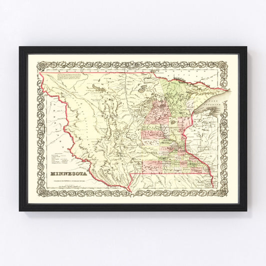 Vintage Map of Minnesota 1855