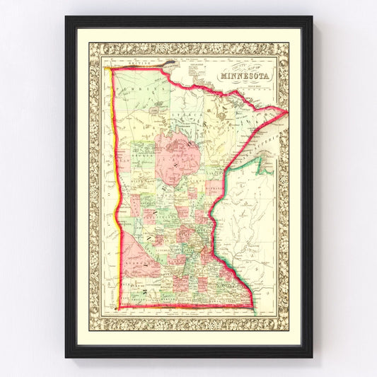 Vintage Map of Minnesota 1862