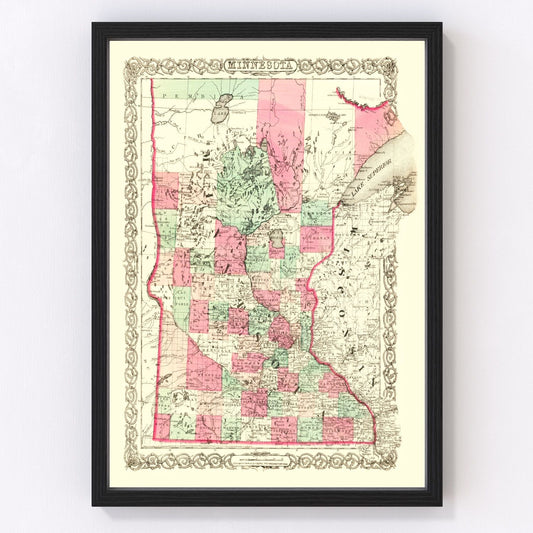 Vintage Map of Minnesota 1866