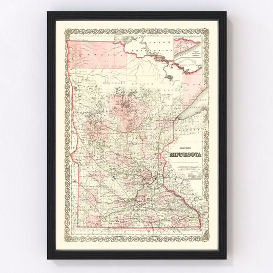 Vintage Map of Minnesota 1873