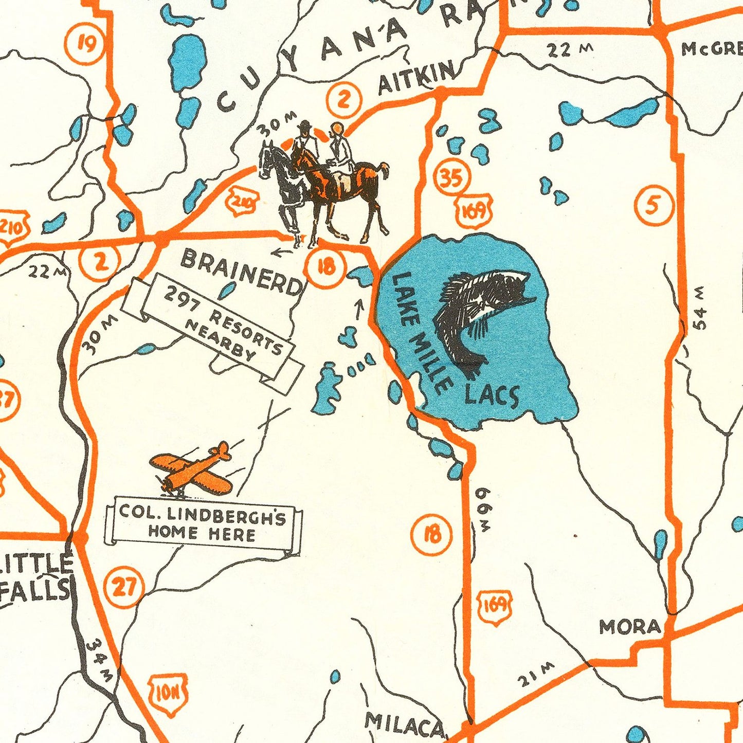 Vintage Pictorial Map of Minnesota 1935