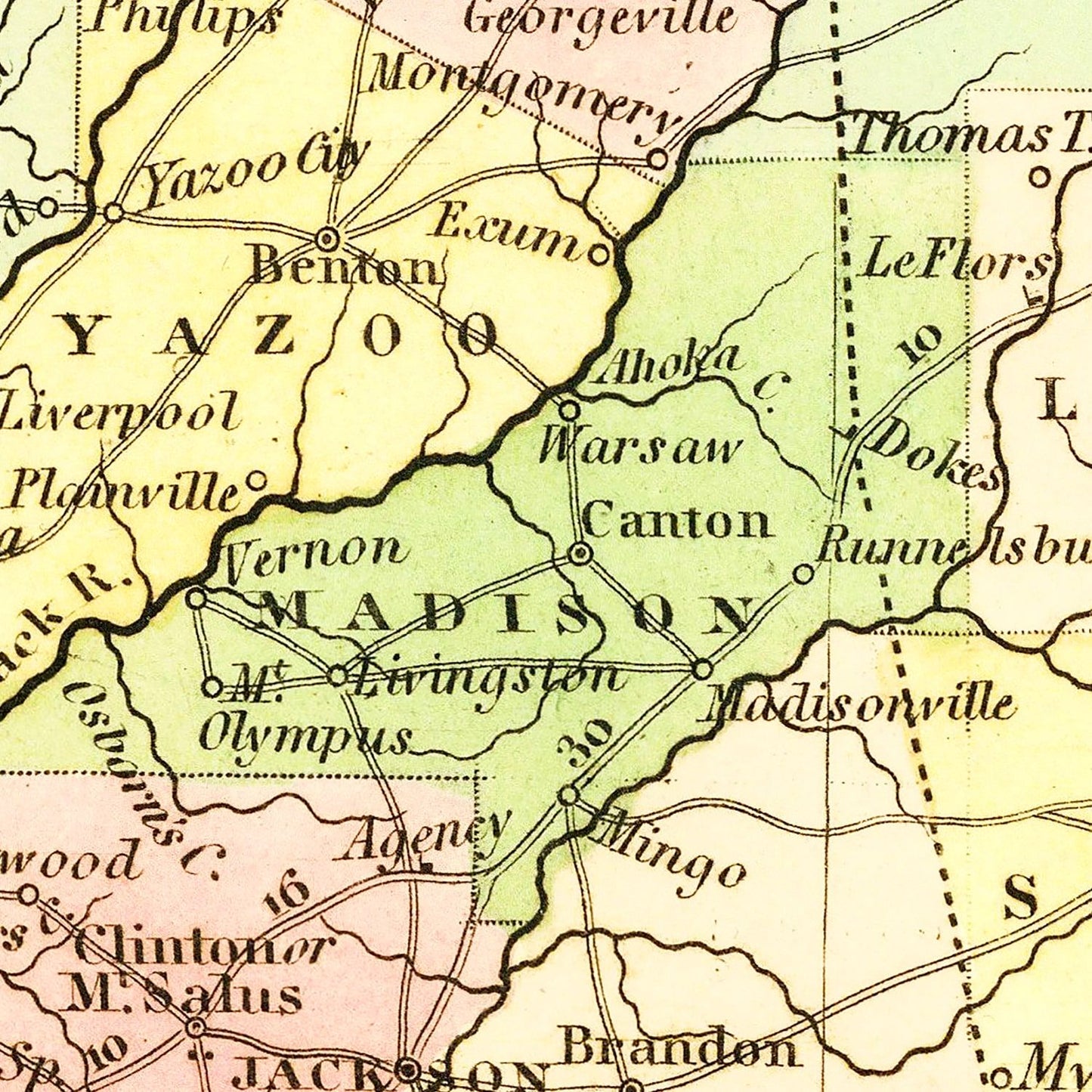 Vintage Map of Mississippi 1836