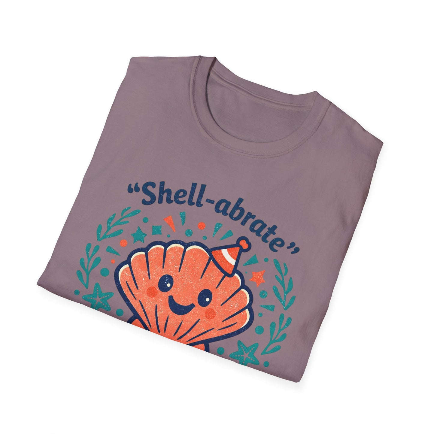Shell-abrate Happy Seashell T-Shirt — "life's little moments" Cute Beach Graphic Tee