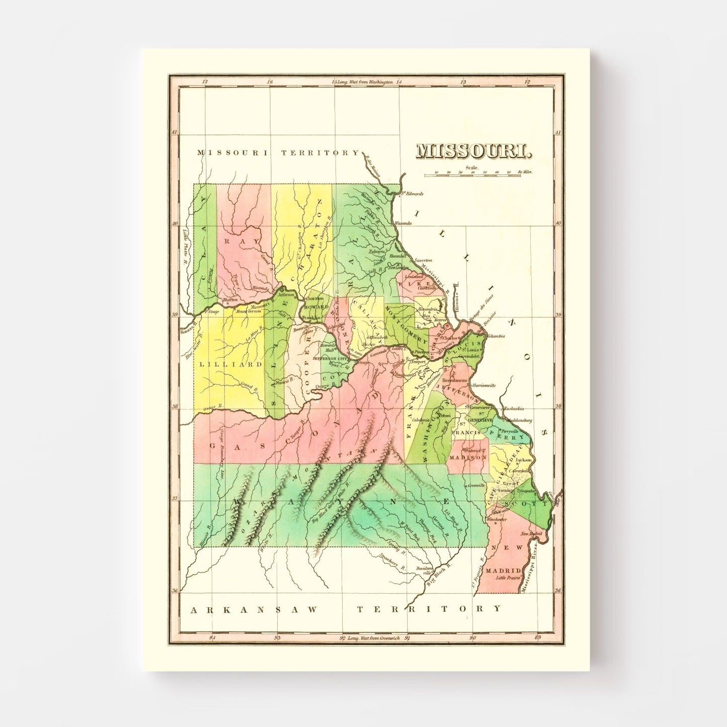 Vintage Map of Missouri 1824