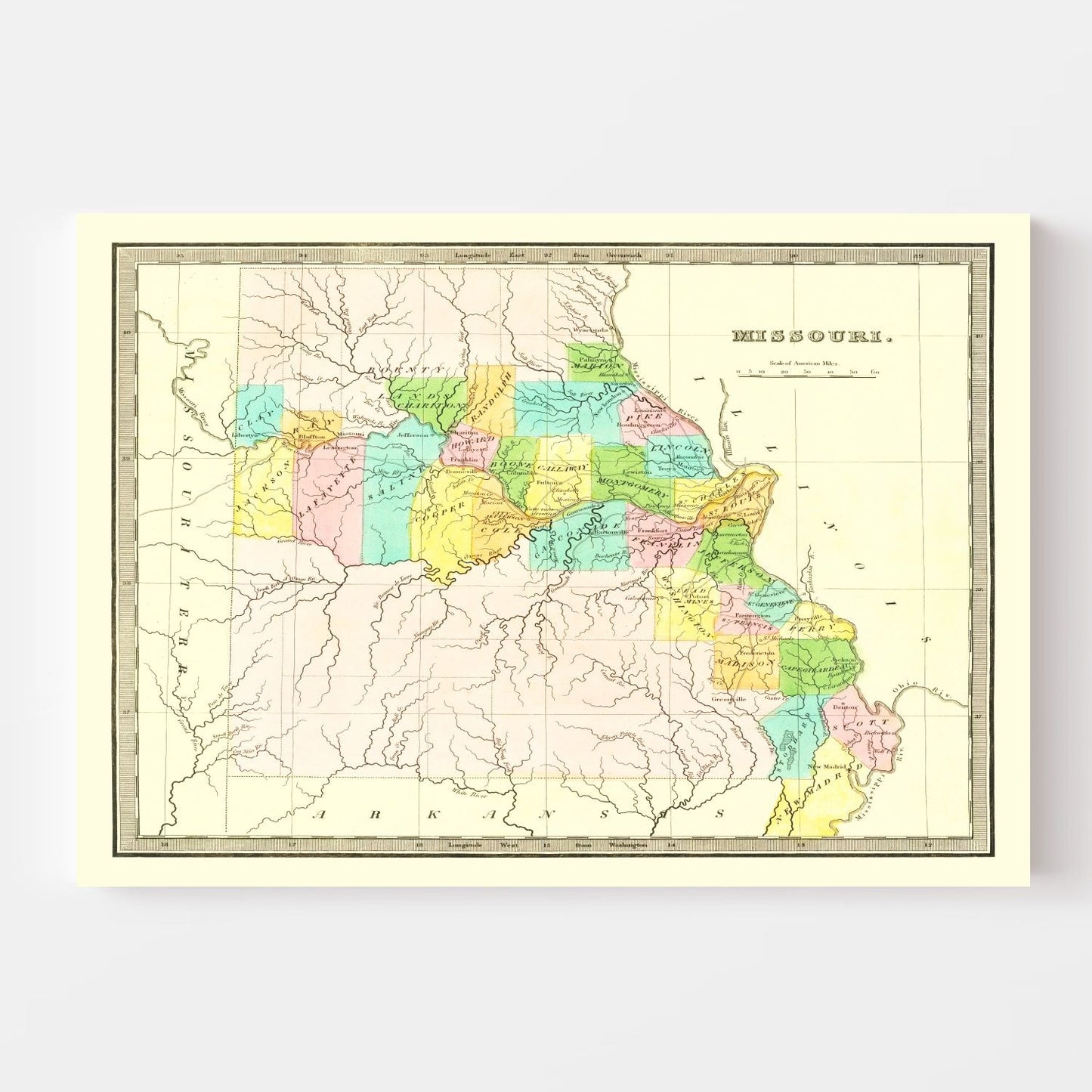 Vintage Map of Missouri 1836