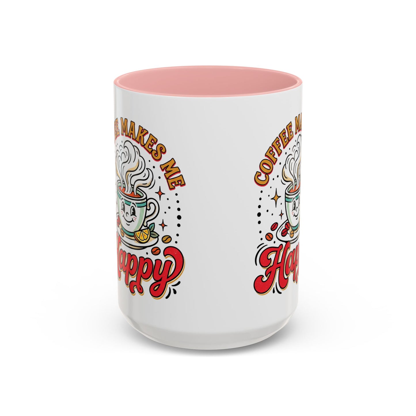 Coffee Mug — "Coffee Makes Me Happy" Cute Retro Accent Mug (11/15oz)