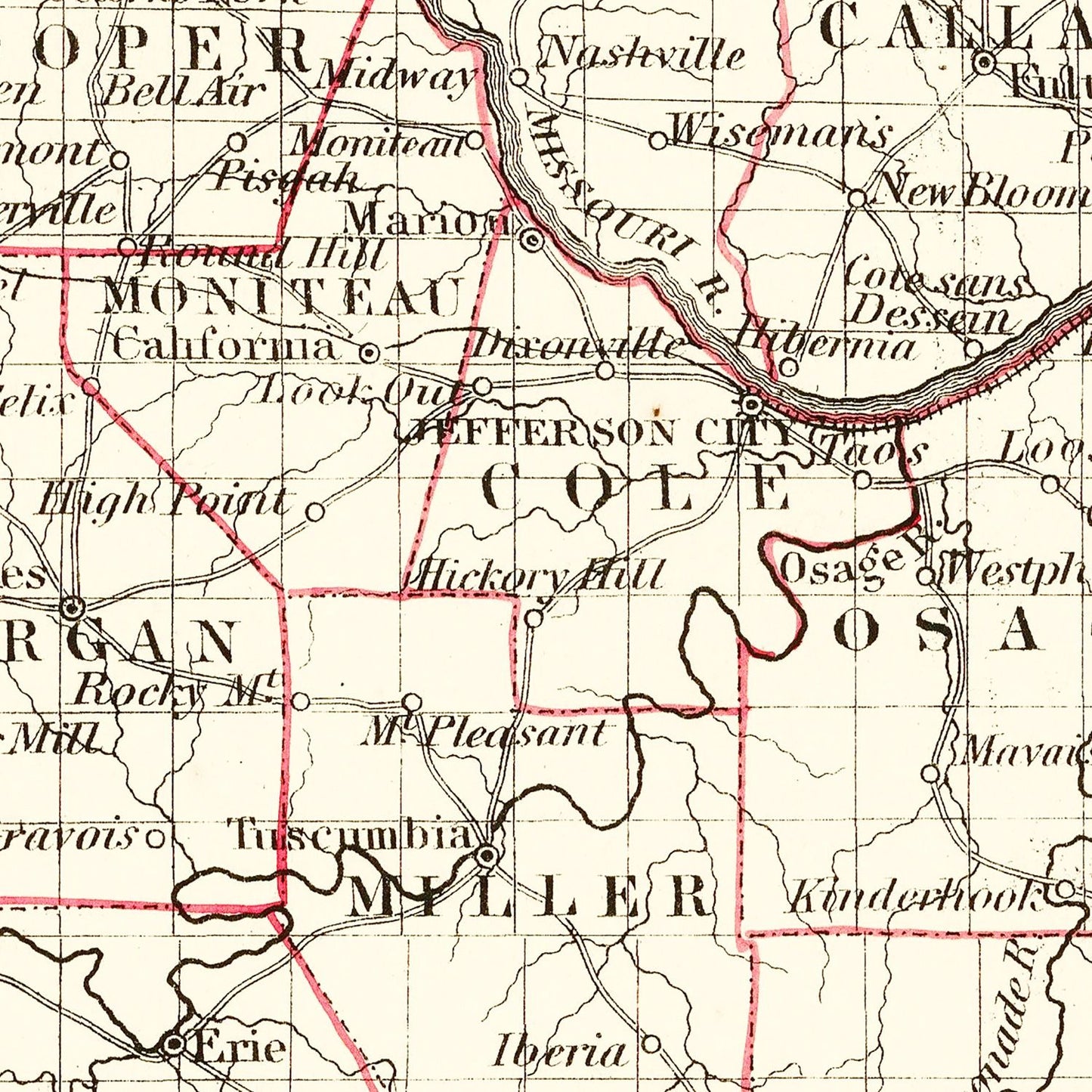 Vintage Map of Missouri 1855