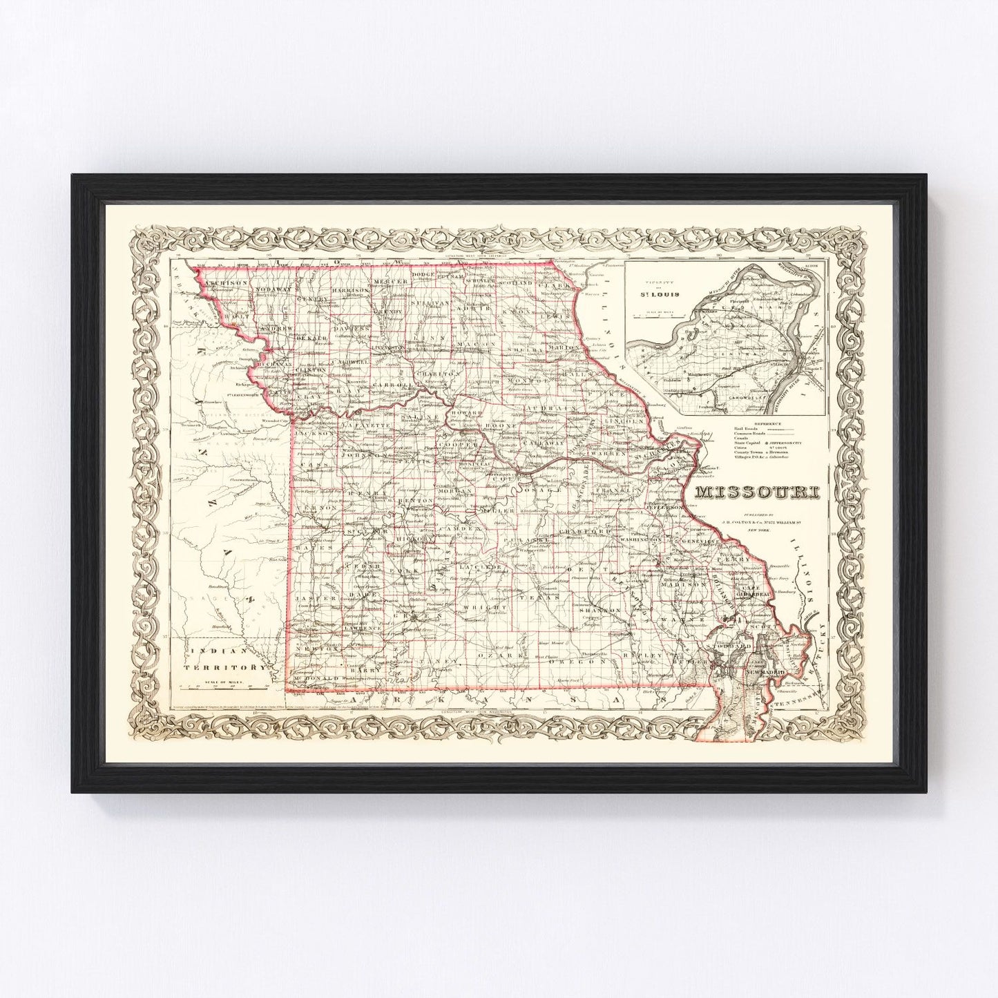 Vintage Map of Missouri 1855