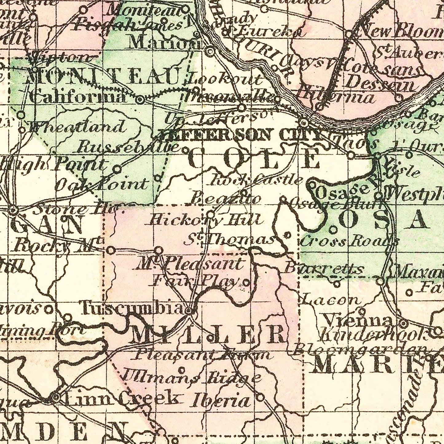 Vintage Map of Missouri 1875