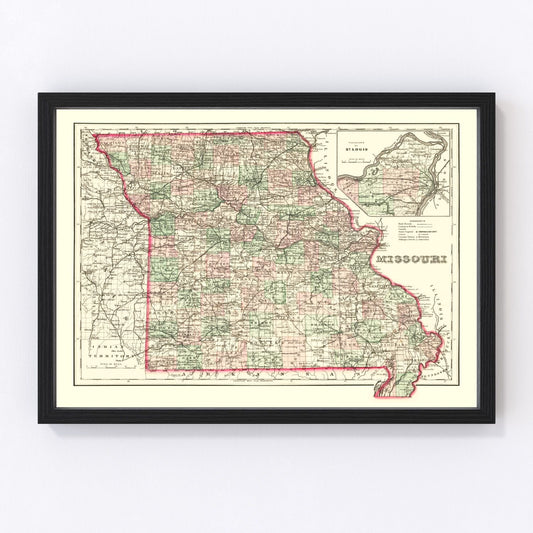 Vintage Map of Missouri 1875