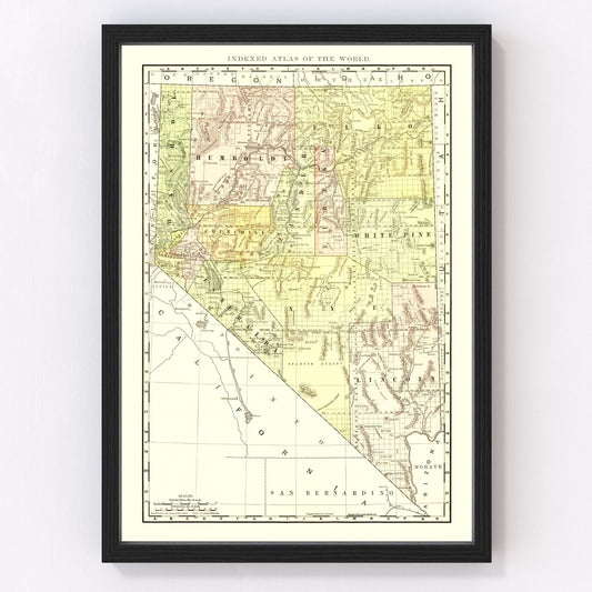 Vintage Map of Nevada 1902