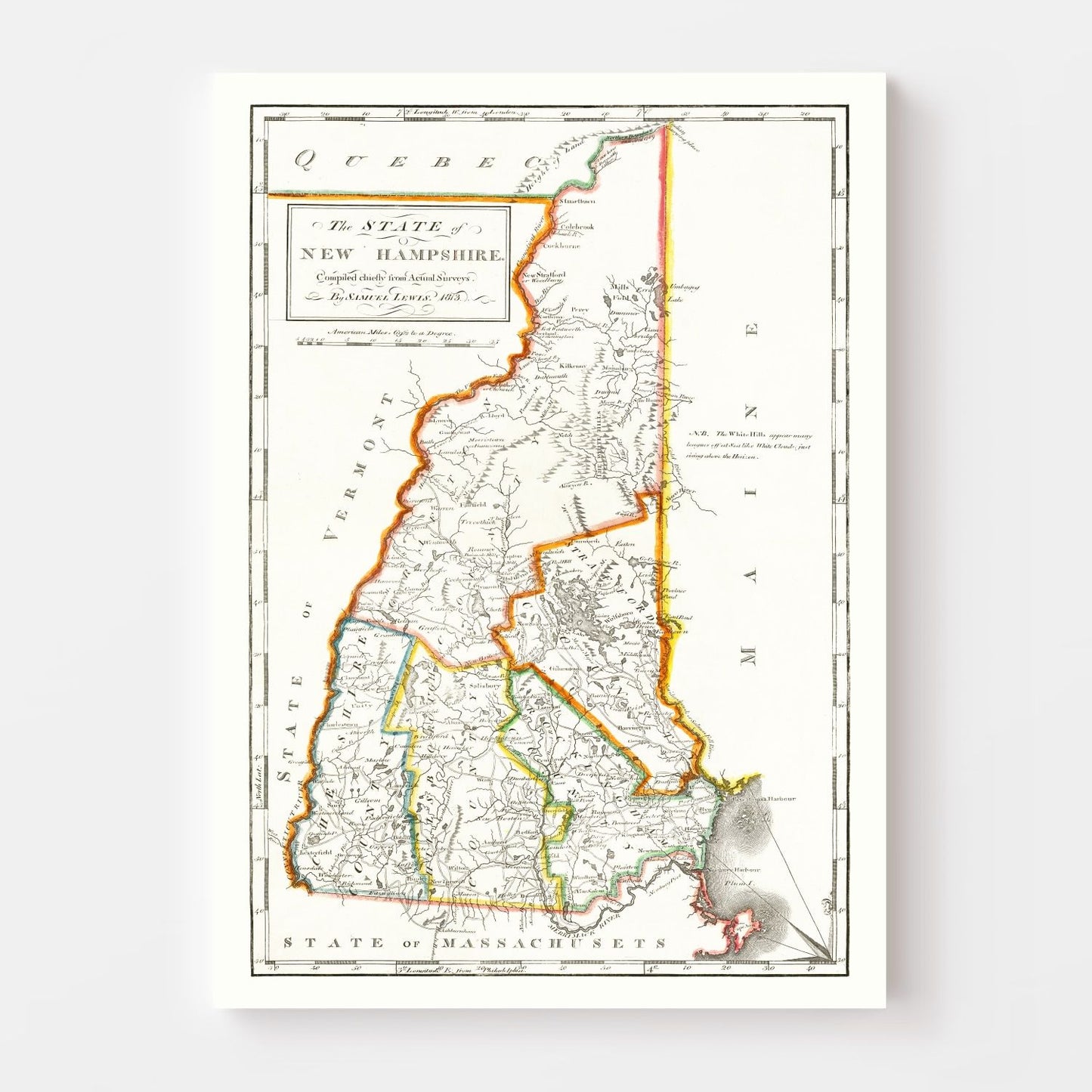 Vintage Map of New Hampshire 1814