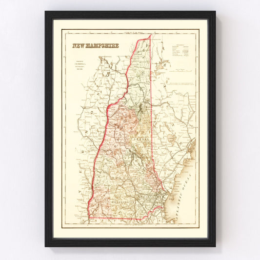 Vintage Map of New Hampshire 1858