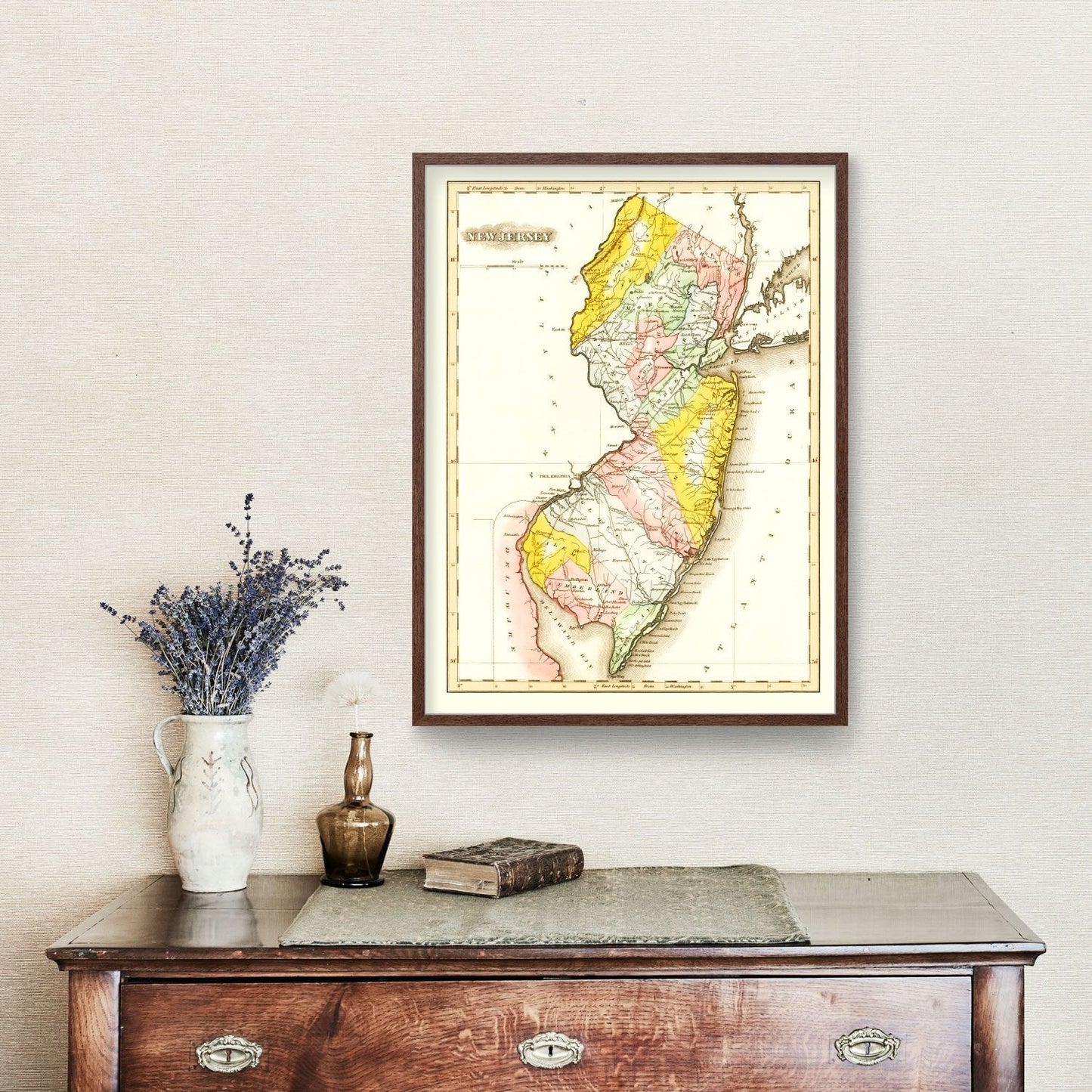 Vintage Map of New Jersey 1823