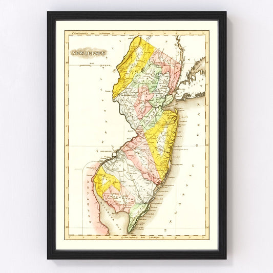 Vintage Map of New Jersey 1823