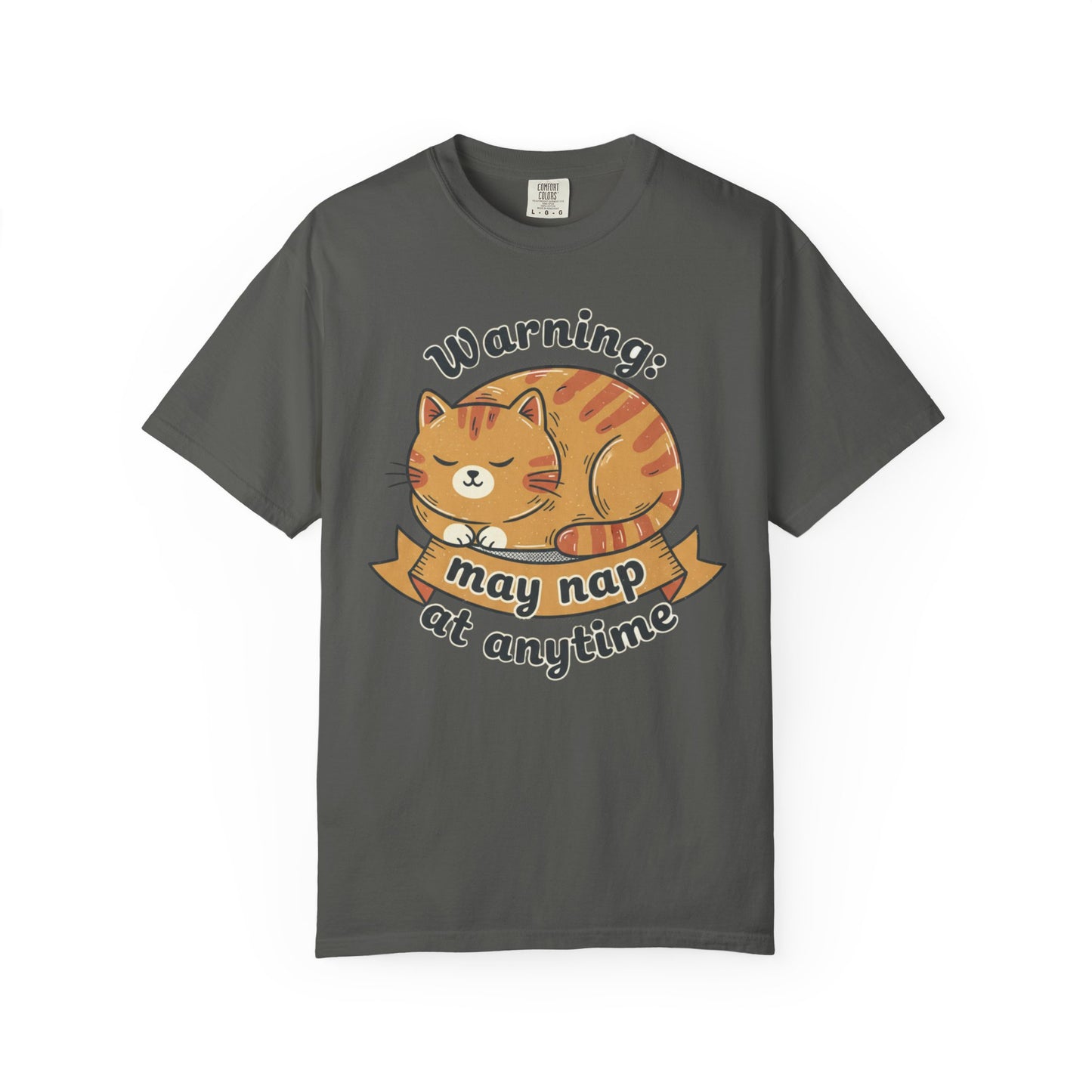 Warning may nap at anytime T-shirt | Sleeping Orange Cat