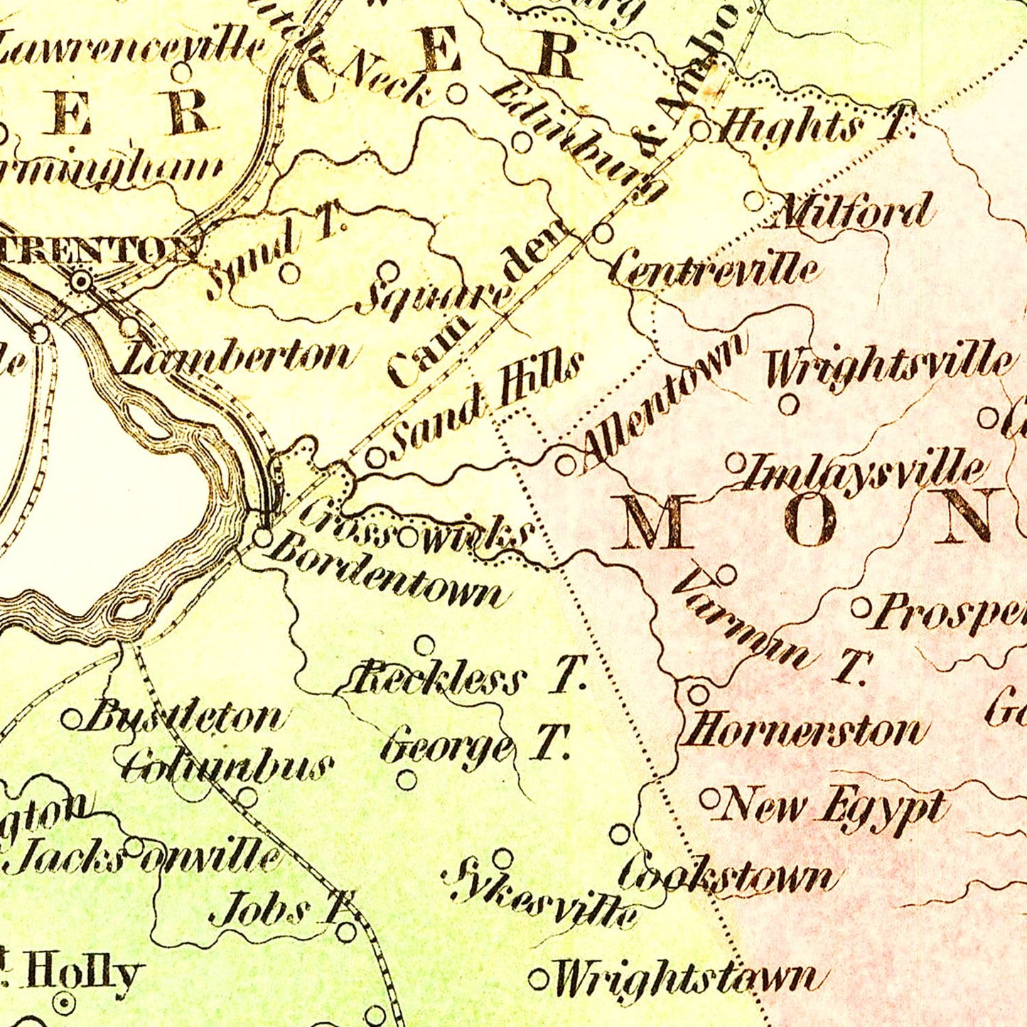 Vintage Map of New Jersey 1838
