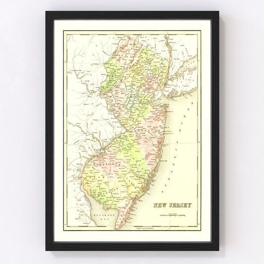 Vintage Map of New Jersey 1838