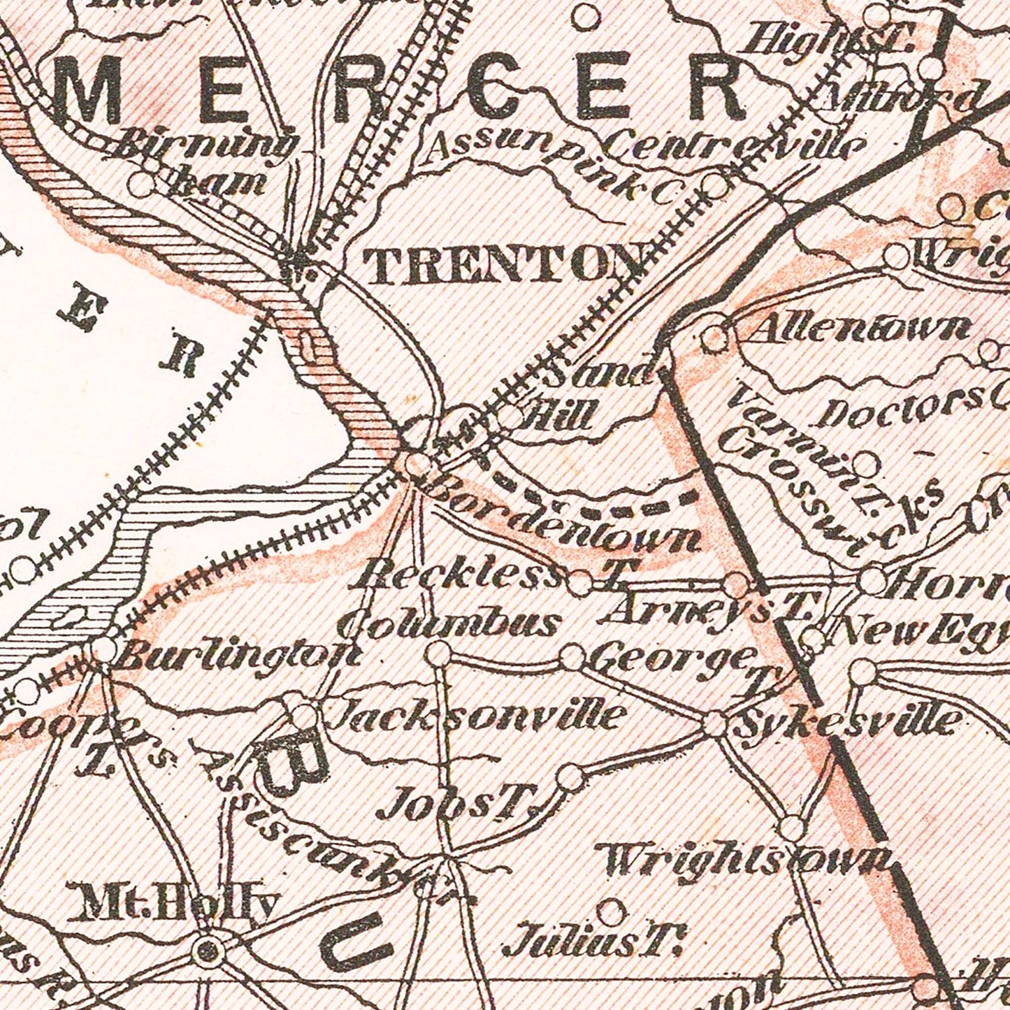 Vintage Map of New Jersey 1846