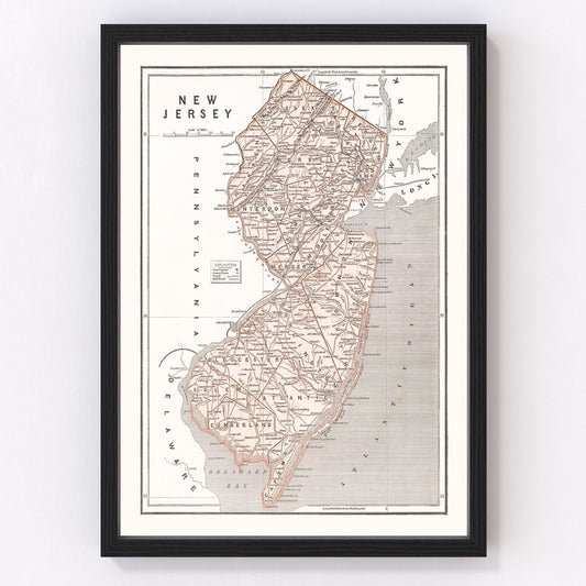 Vintage Map of New Jersey 1846