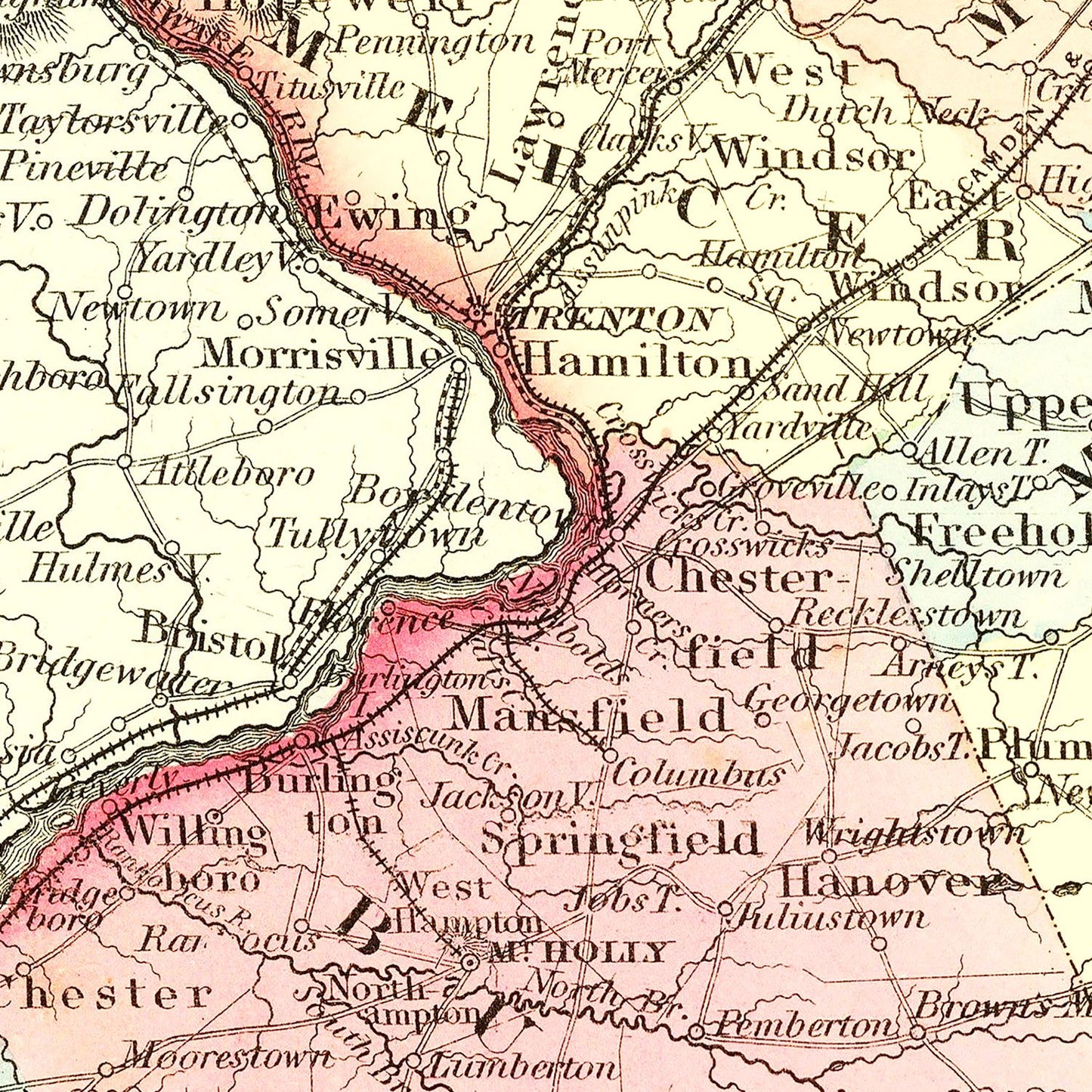 Vintage Map of New Jersey 1855