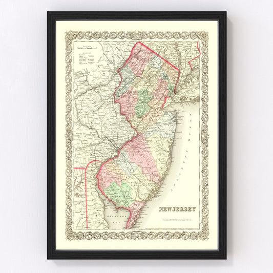 Vintage Map of New Jersey 1855