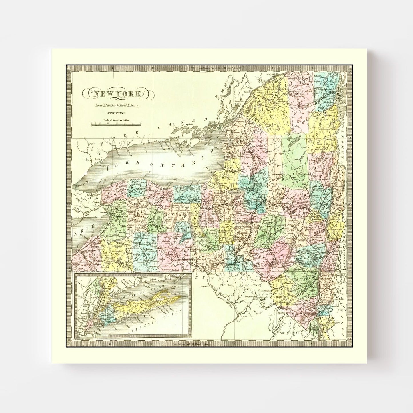 Vintage Map of New York 1836