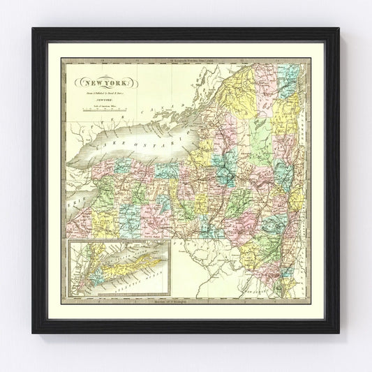 Vintage Map of New York 1836