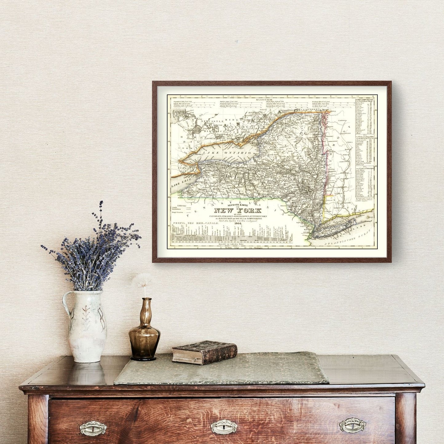 Vintage Map of New York 1844