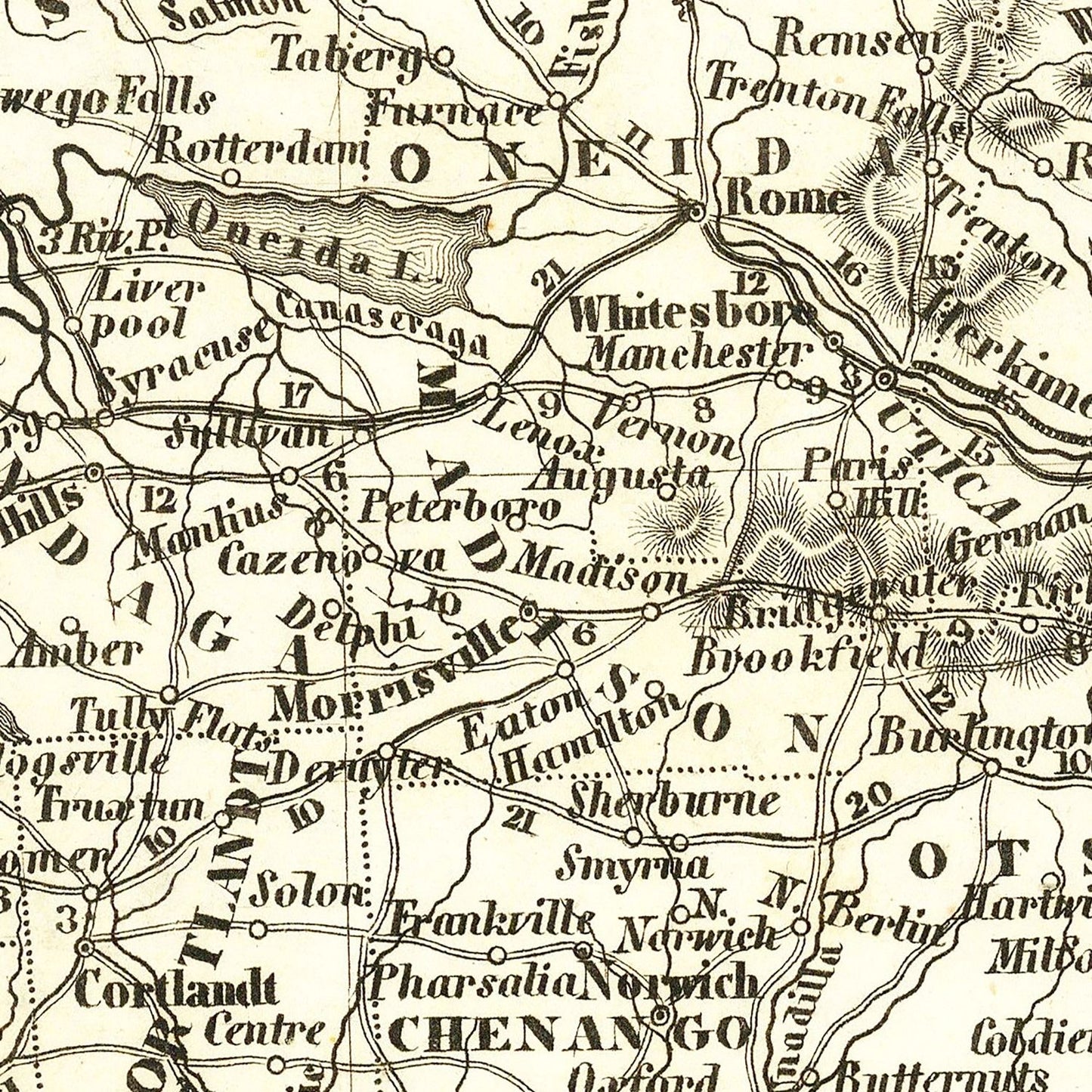 Vintage Map of New York 1844