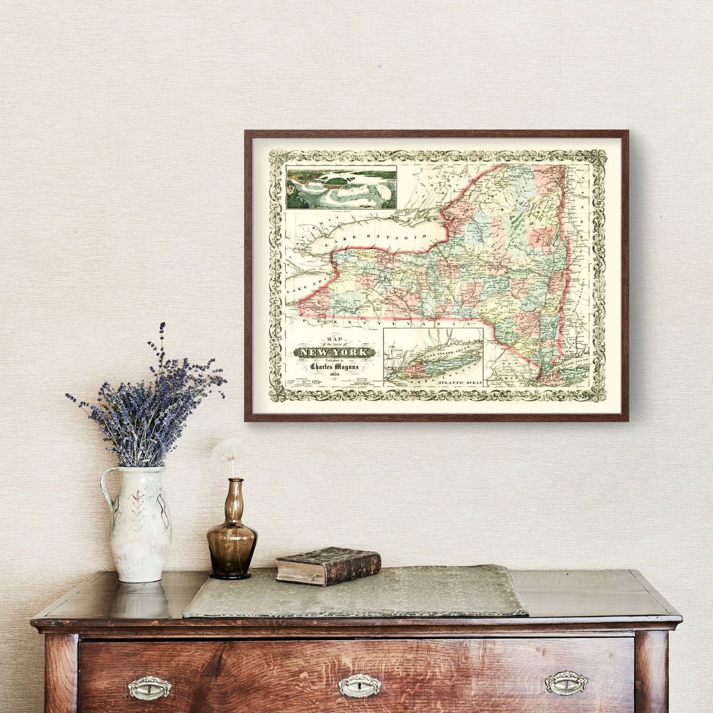 Vintage Map of New York 1854
