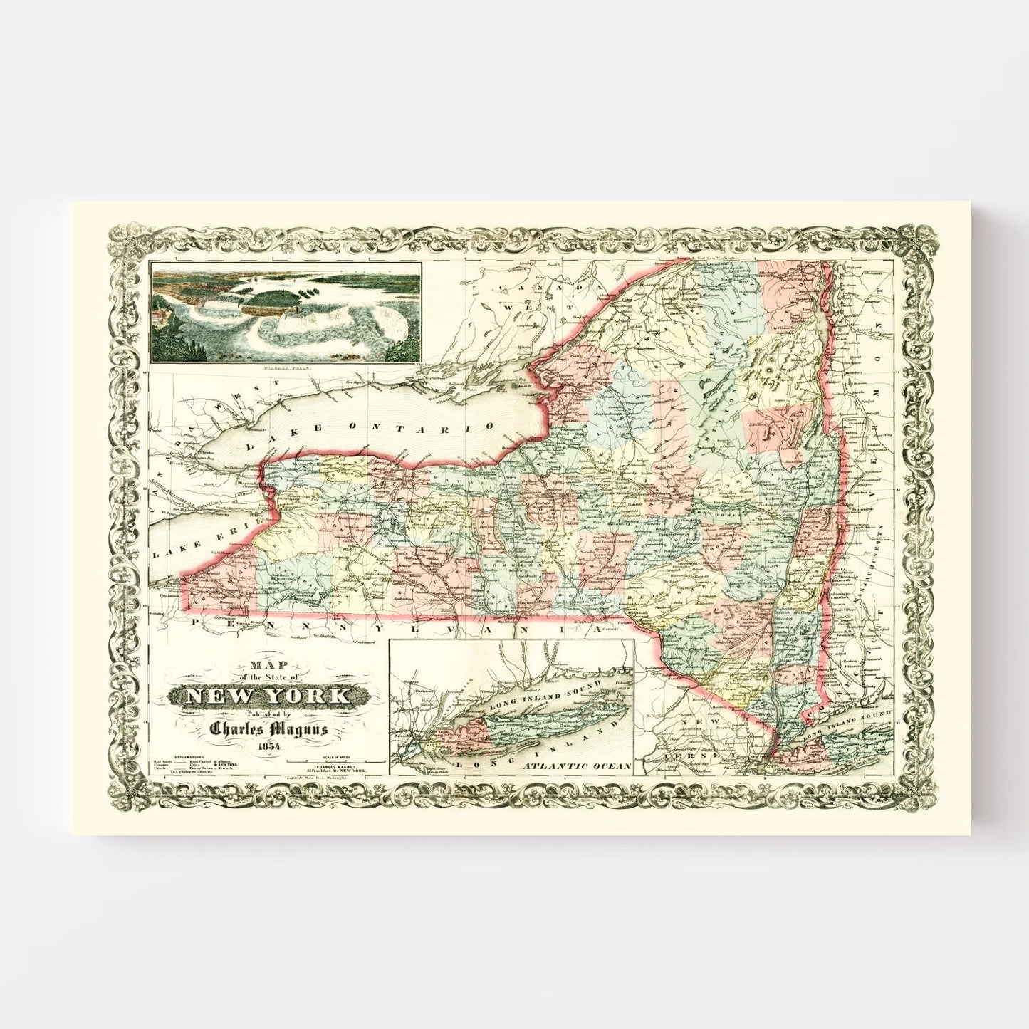 Vintage Map of New York 1854